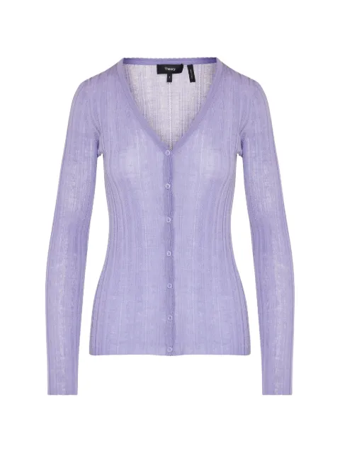 Theory ribbed-knit V-neck cardigan Purple Q0211713