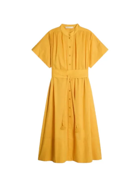 Vanessa Bruno Ciao belted tassel-detail midi dress Yellow 4EVA42V08241