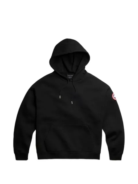 Canada Goose logo-patch drawstring hoodie Black 15499MT99061