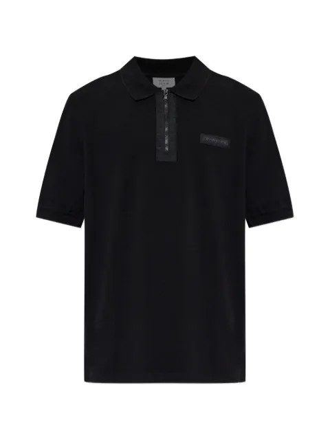Maison Kitsuné zip-fastening logo-patch polo shirt Black QM00207KP0002