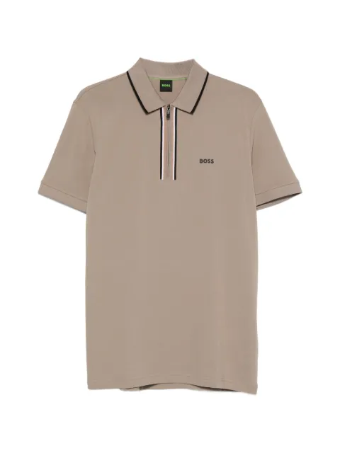 BOSS Philix zip-fastening polo shirt Neutrals 50555698