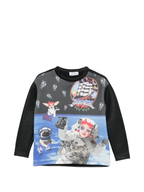 The Artistylist graphic-print mesh-sleeve sweatshirt Black SPACESWEATER