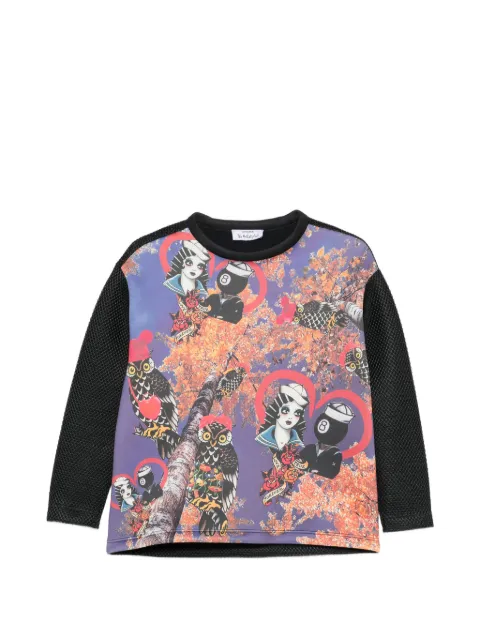 The Artistylist graphic-print mesh-panel sweatshirt Black AUTUMNSWEATER