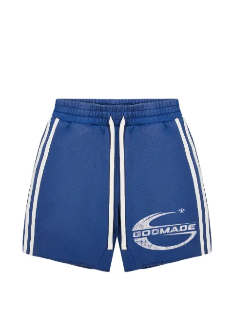 GODMADE Imperial logo-print side-stripe shorts Blue GMST014370