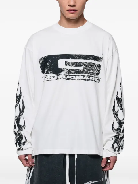 GODMADE graphic-print long-sleeve T-shirt White GMLS011673