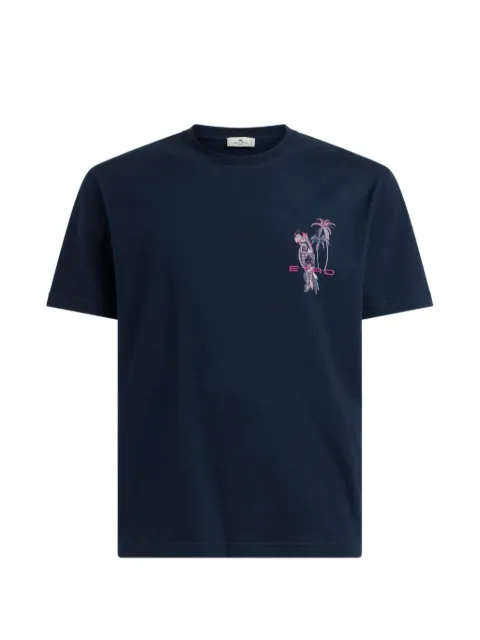 ETRO parrot-embroidered T-shirt Blue MRMA0002AR12B