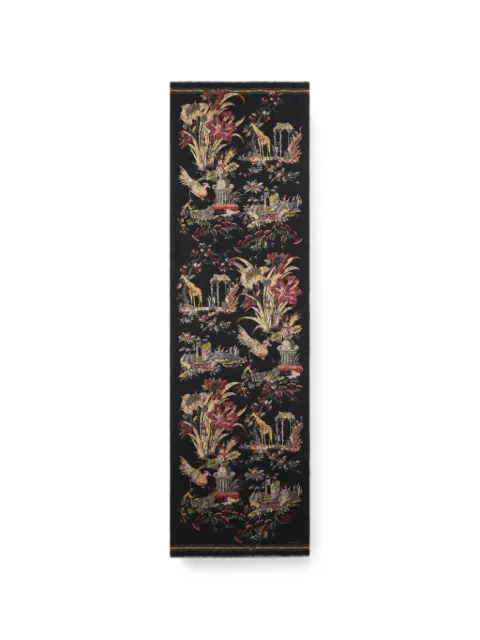 ETRO brushed wool scarf with two prints Black MATA0011AK1C4
