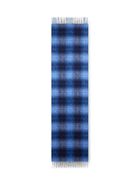 ETRO wool and cashmere jacquard scarf with Arnica and check motifs Blue MATA0076AQ13Y
