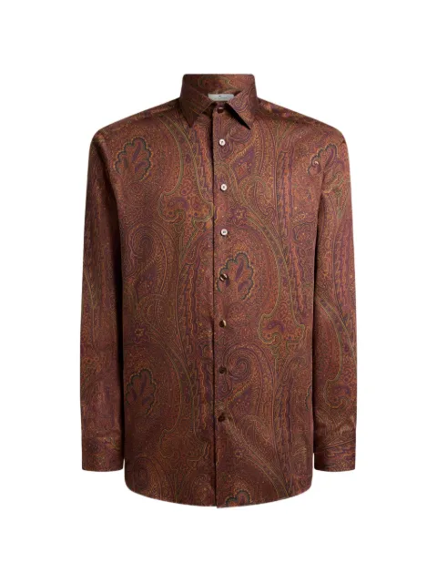 ETRO cotton satin shirt with Arnica motif Brown MRIB000199SA51X