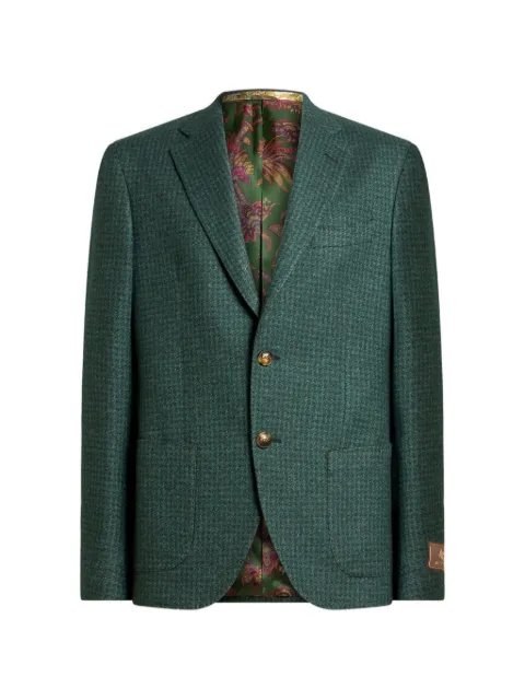 ETRO houndstooth-motif single-breasted blazer Green MRCA002999JTJ11