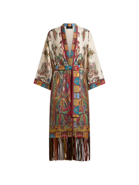 ETRO fringed silk oversized jacket Neutrals WRBE0003AK12S