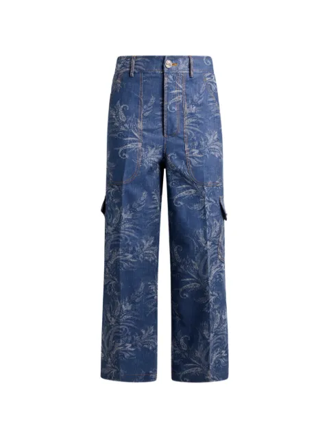 ETRO paisley-jacquard cropped jeans Blue WRNB004299TJE11