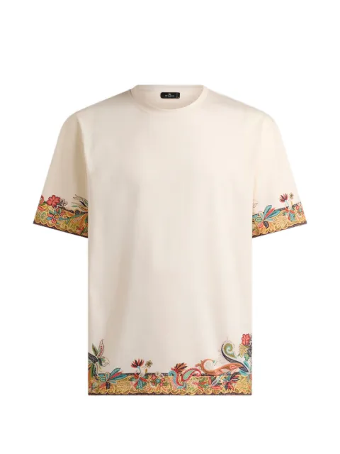 ETRO cotton jersey T-shirt with placed Paisley print Neutrals MRMA0004AK13X