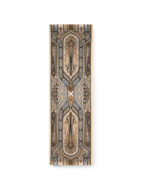 ETRO cashmere, silk and wool scarf with Paisley motif Neutrals WATA0005AW113