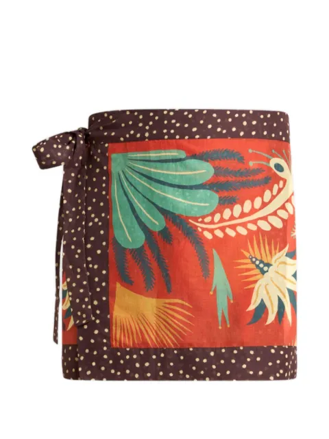 ETRO x Tabby Booth cotton cover-up mini skirt with placed print Red WRPA003299SP51N