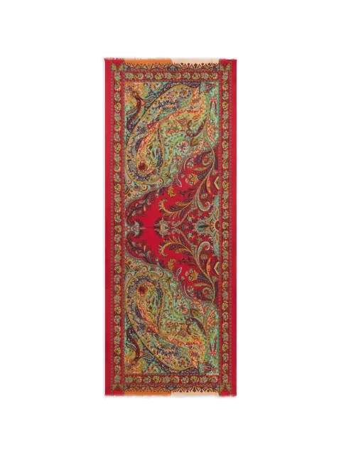 ETRO paisley-print fringed cashmere scarf Red WATA0010AW114