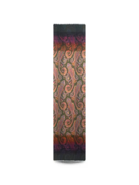 ETRO wool jacquard scarf with check print and faded paisley-motif Green MATA0079AQ13Z