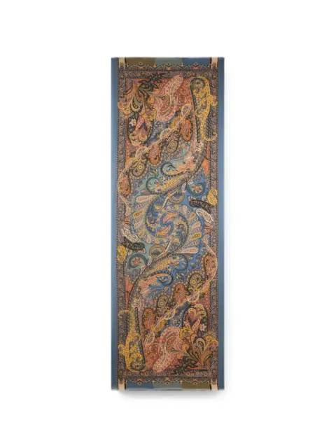 ETRO cashmere and silk scarf with Paisley print Blue MATA0038AK1BL