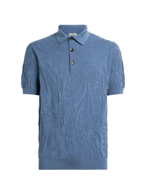 ETRO paisley-motif knit cotton polo shirt Blue MRKN0013AU12N