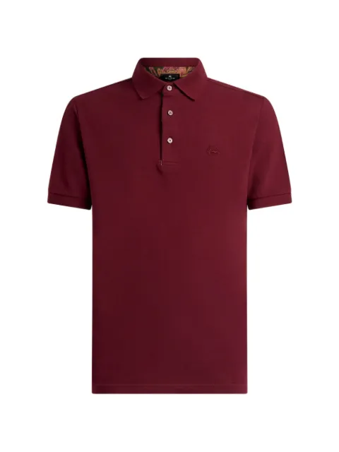 ETRO plain-colored cotton polo shirt with printed details Red MRMD0005AU11X