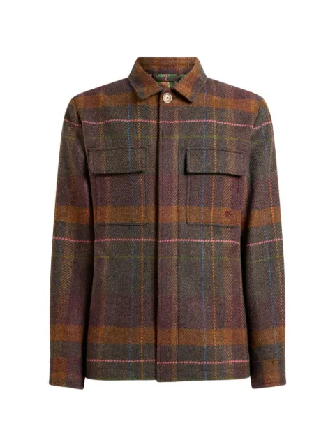 ETRO Madras wool and cashmere shirt jacket Brown MRCA007699TQB1B