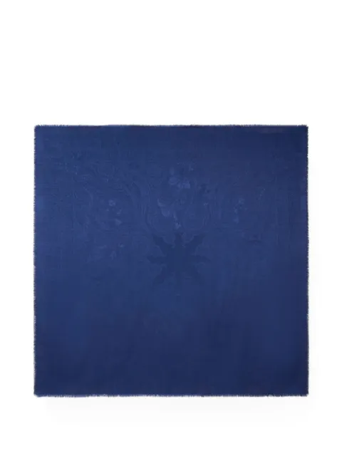 ETRO floral Paisley-motif silk & wool jacquard shawl Blue WAYA0001AQ13R