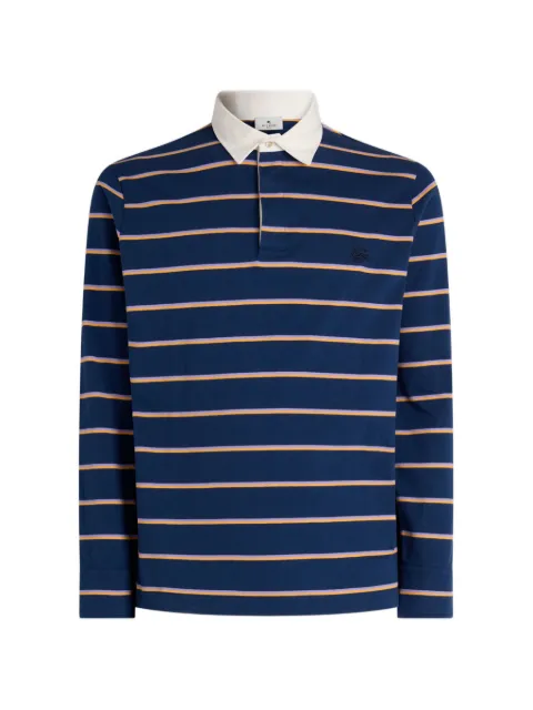 ETRO striped long-sleeve polo shirt Blue MRMD0023AG011