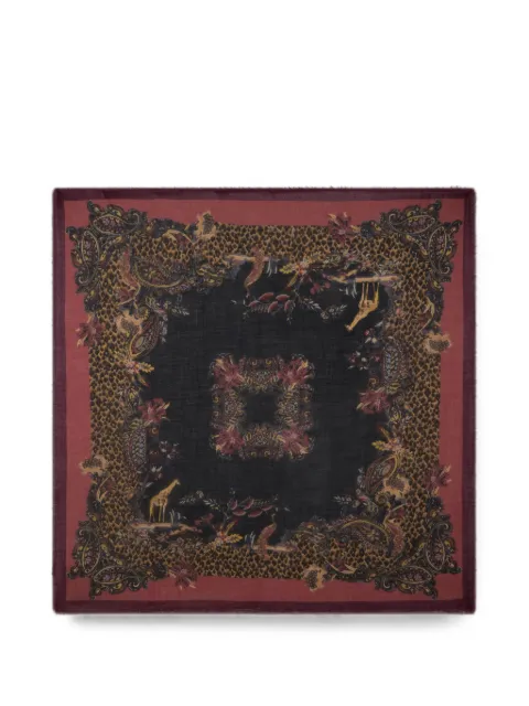 ETRO wool, cashmere and silk shawl with animal and Paisley motif Black WAYA0001AK19Q