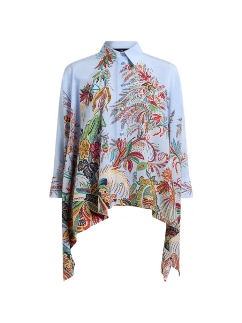 ETRO paisley-print hanky-hem silk shirt Blue WRIA0115AK131