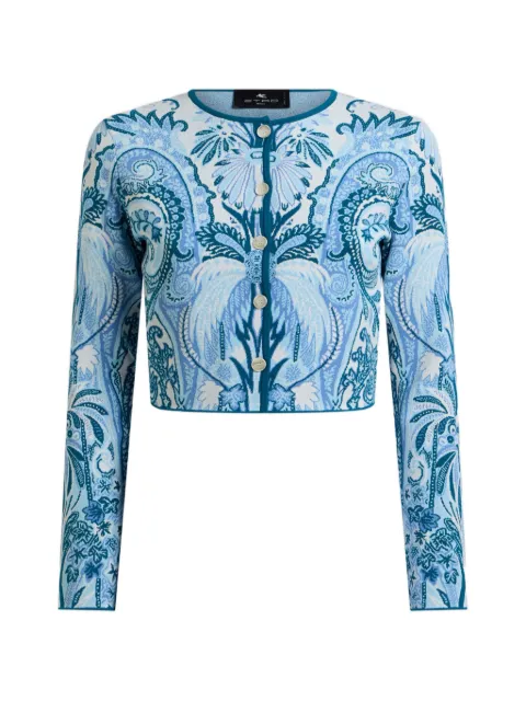 ETRO jacquard cropped cardigan Blue WRKE0048AQ11Q