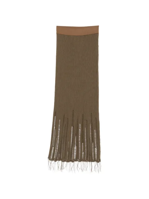 Uma Wang distressed ribbed-knit skirt Brown S6WUK7145DRKGRY