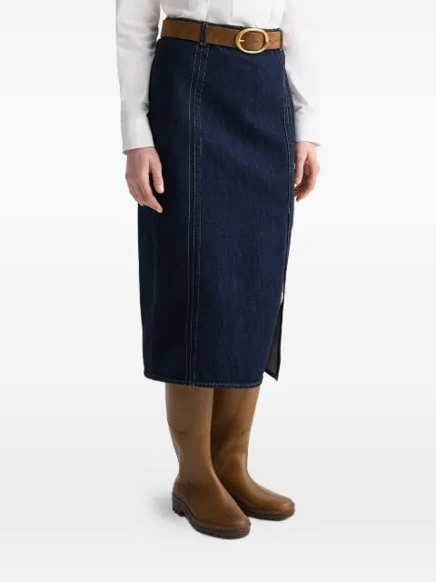 TWP seam-detail denim midi skirt Blue 32154W389