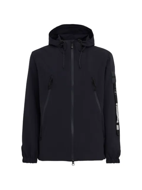OUTHERE logo-patch hooded jacket Blue 4631M533B1781844