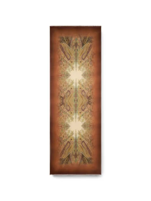 ETRO wool scarf with faded print and Paisley motif Brown MATA0038AK1BP