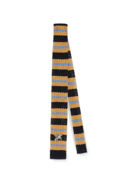ETRO knit silk tie with stripes and Pegaso Black MASA0008AG112