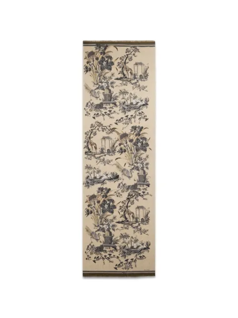 ETRO brushed wool scarf with two prints Neutrals MATA0011AK1C4