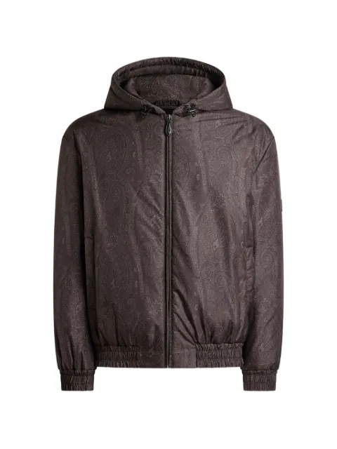 ETRO padded bomber jacket with hood and arnica motif Brown MRBA011599SASZ5