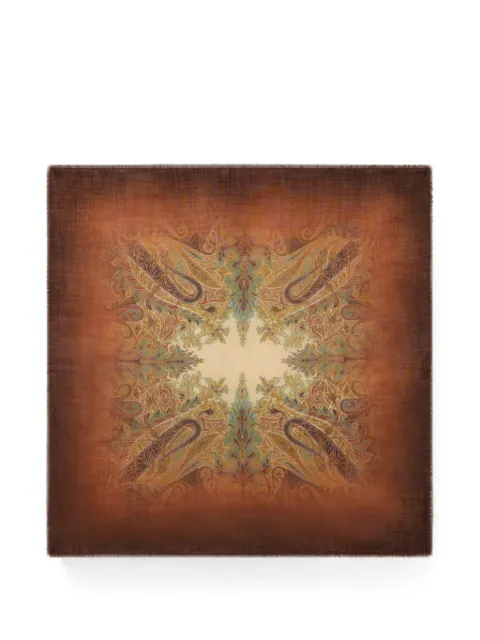 ETRO wool and silk scarf with faded floral Paisley motif Brown MAXA0011AK1BO