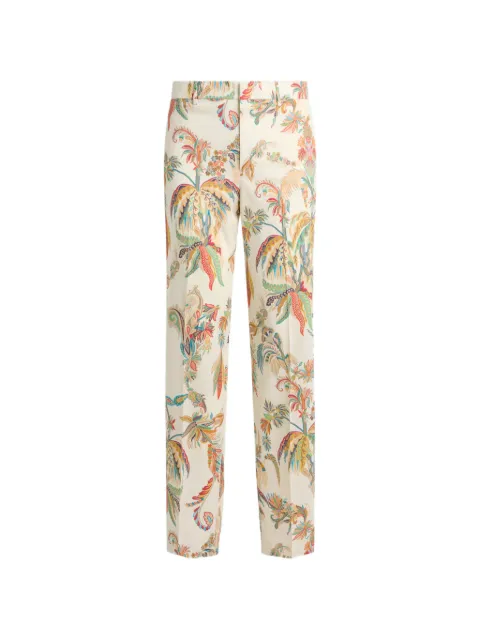 ETRO floral-print wool-gabardine trousers Neutrals MRED001499SAB14