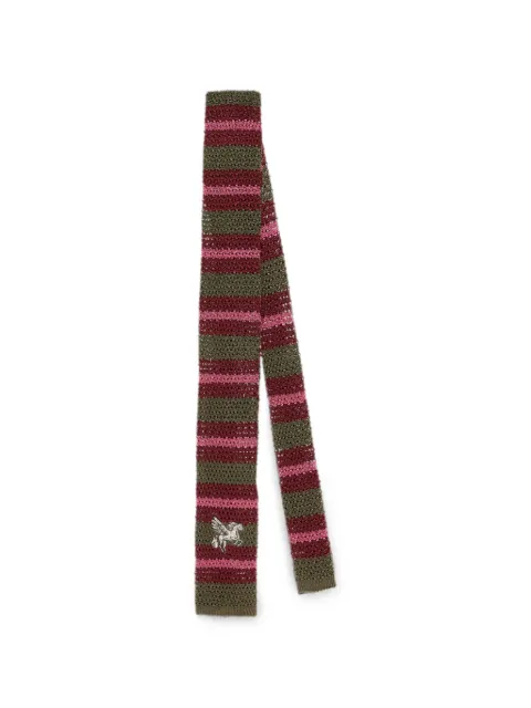 ETRO Pegaso-embroidered striped tie Green MASA0008AG112