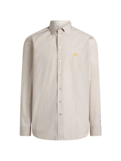ETRO striped-pattern logo-embroidered shirt Neutrals MRIB000299TR5B3