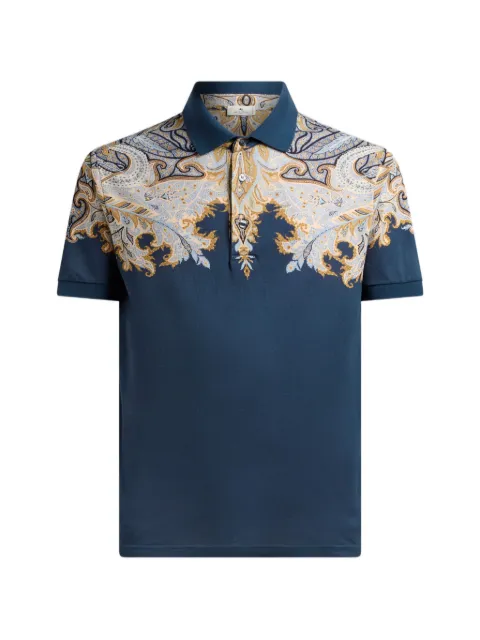 ETRO cotton pique polo shirt with placed print Blue MRMD0004AK13O