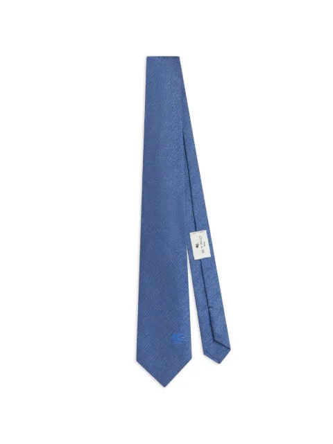 ETRO silk jacquard tie with embroidered logo Blue MASA0001AU11S