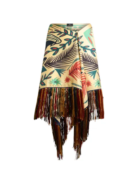 ETRO x Tabby Booth silk cover-up pareo with fringing and placed print Neutrals WRPA0040AK189