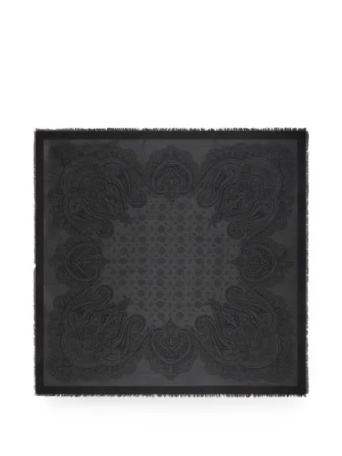 ETRO silk and wool jacquard shawl with tie motif and Paisleys Grey MAYA0001AQ13V