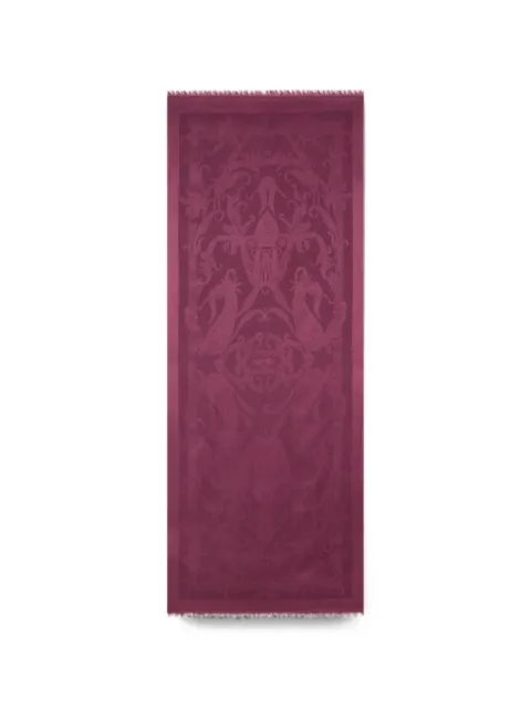 ETRO silk and wool jacquard scarf with leafy Paisley motif Purple WATA0010AQ13C