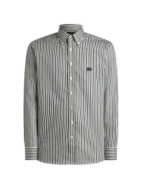 ETRO cotton shirt with vertical-stripe pattern Green MRIB000499TR514