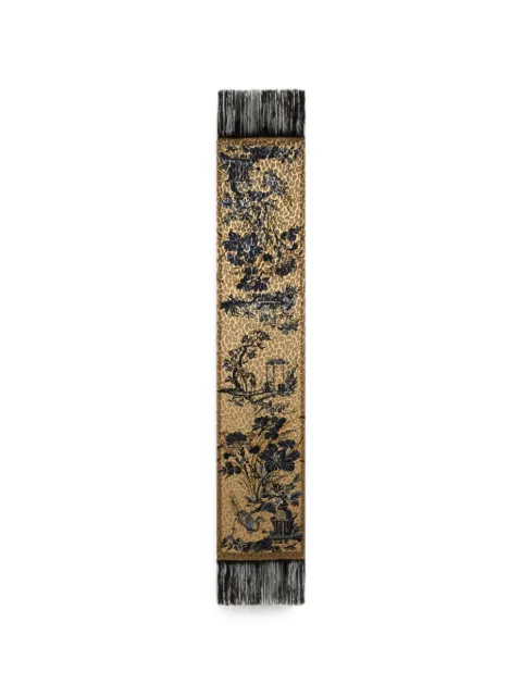 ETRO silk-blend velvet scarf with leopard motif Neutrals WATA0052AK1CH