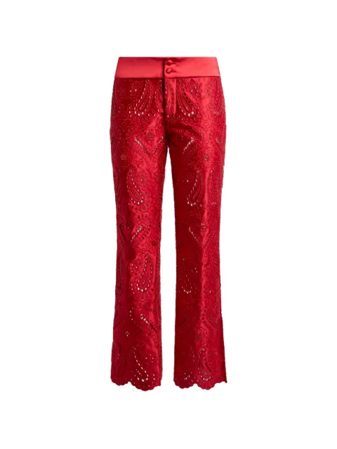 ETRO paisley broderie-anglaise straight-leg trousers Red WREA007499TLS16