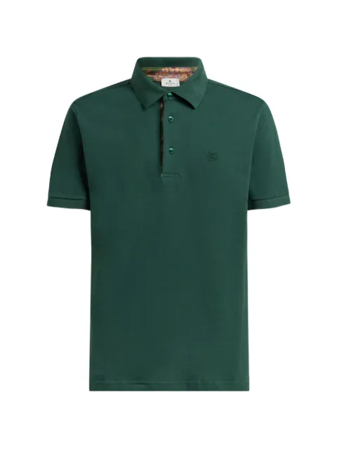 ETRO plain-coloured cotton polo shirt with printed details Green MRMD0005AU11X